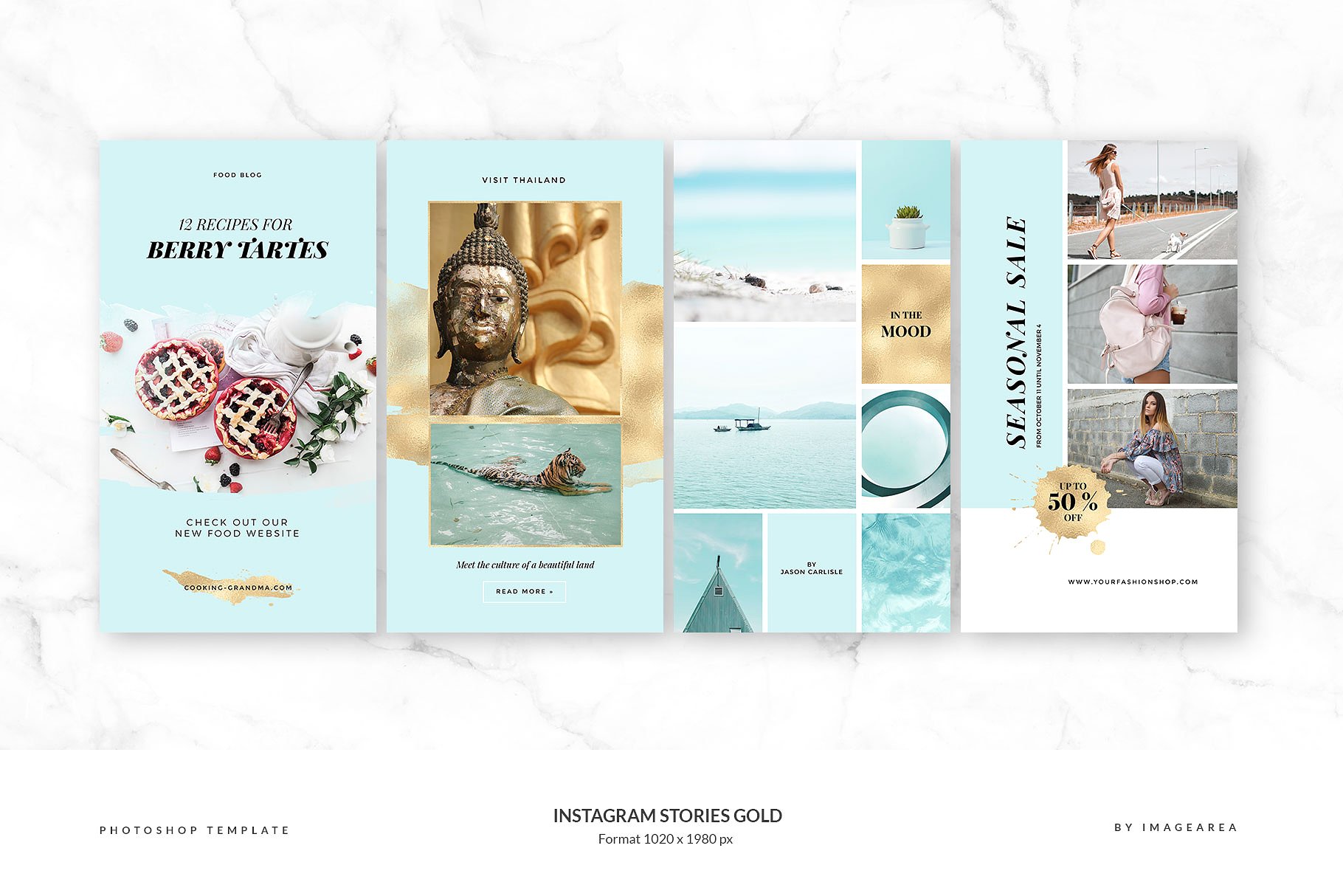 Instagram故事金色风格插图模板素材库精选合集 Instagram Stories Gold插图(3)