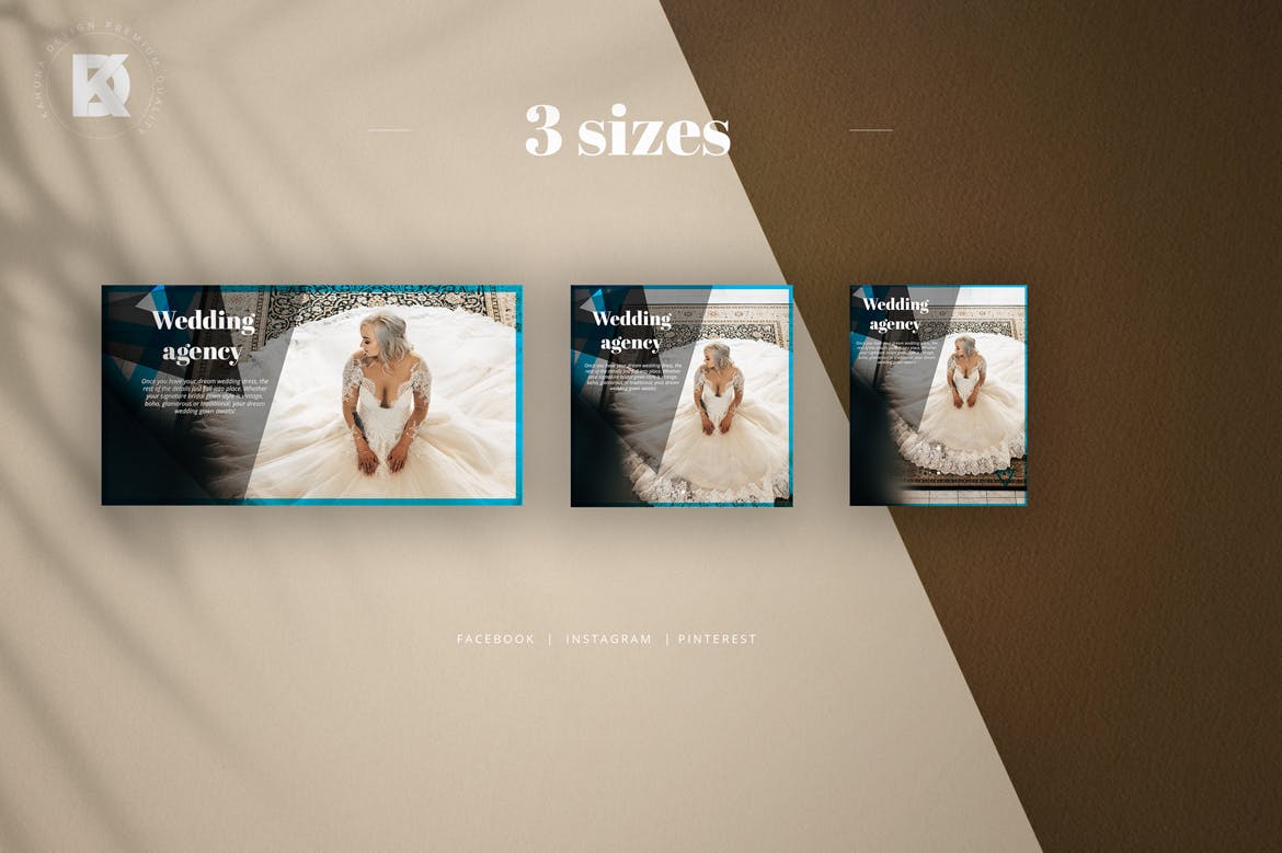 婚礼婚宴邀请社交媒体设计模板素材库精选 Wedding Social Media Kit插图(2)