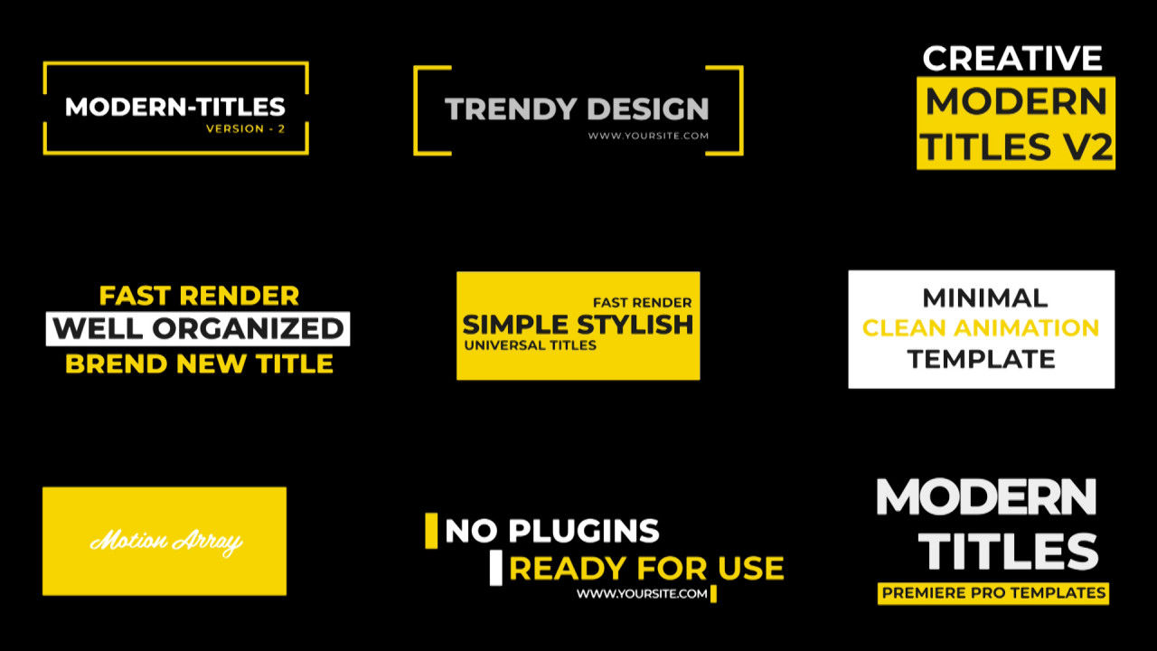 12个通用现代标题动画素材库推荐PR模板