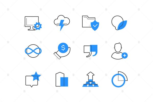 财务&amp;技术主题彩色矢量素材库精选图标集 Finances and technology color icons set