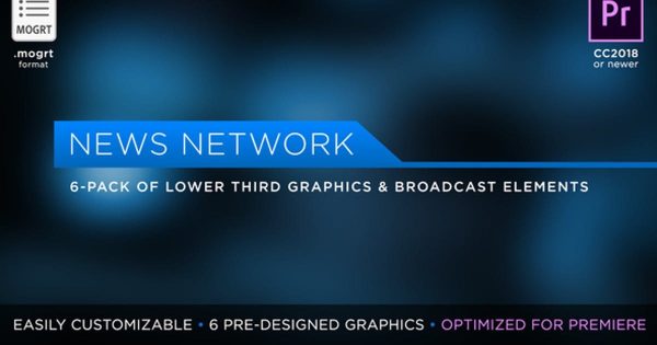 新闻直播节目下方轮播特效素材库精选PR模板 News Network Pack | MOGRT for Premiere Pro