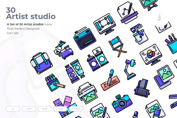 30枚艺术工作室矢量图标下载 30 Artist studio Icons
