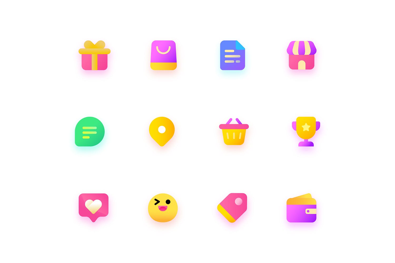 丰富多彩电子商务购物矢量素材库精选图标 Colorful Shopping, ecommerce Illustration Icons插图(1)