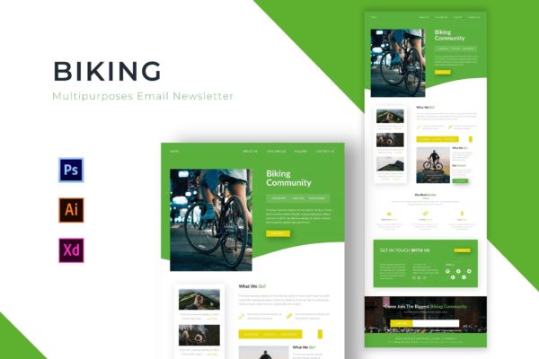 自行车/自行车活动主题邮件订阅设计模板 Biking | Newsletter