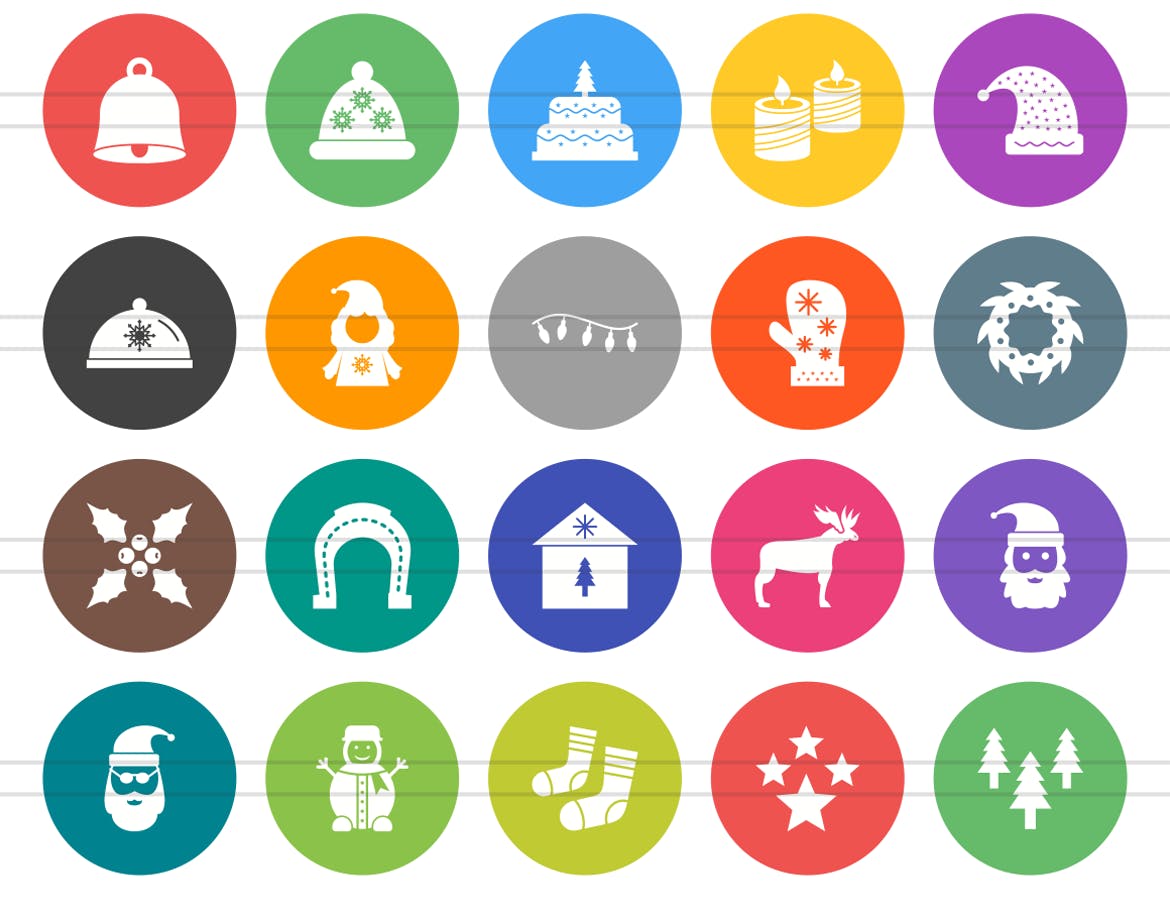 40枚圣诞节主题扁平设计风格圆形图标 40 Christmas Flat Round Icons插图(2)