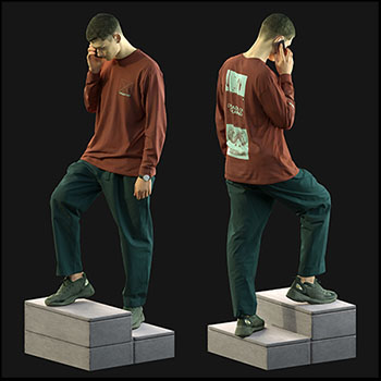 穿休闲装打电话的男人素材之家精选3D模型