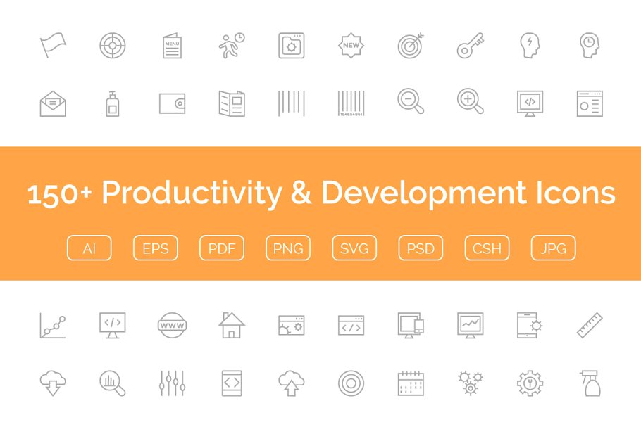 150+通信网络生产力&开发设计图标 150+ Productivity & Development Icon插图