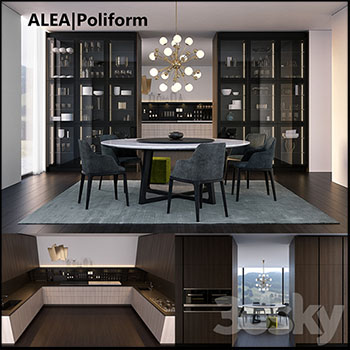 欧式厨房橱柜厨具和餐桌餐椅素材之家精选3D模型