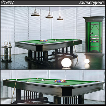 桌球台球桌台球馆场景素材之家精选3D模型