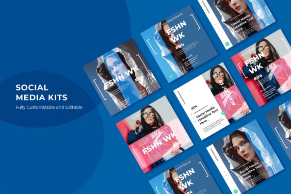 适用于时尚品牌推广的社交媒体设计模板素材库精选素材v49 SRTP – Social Media Kit.49