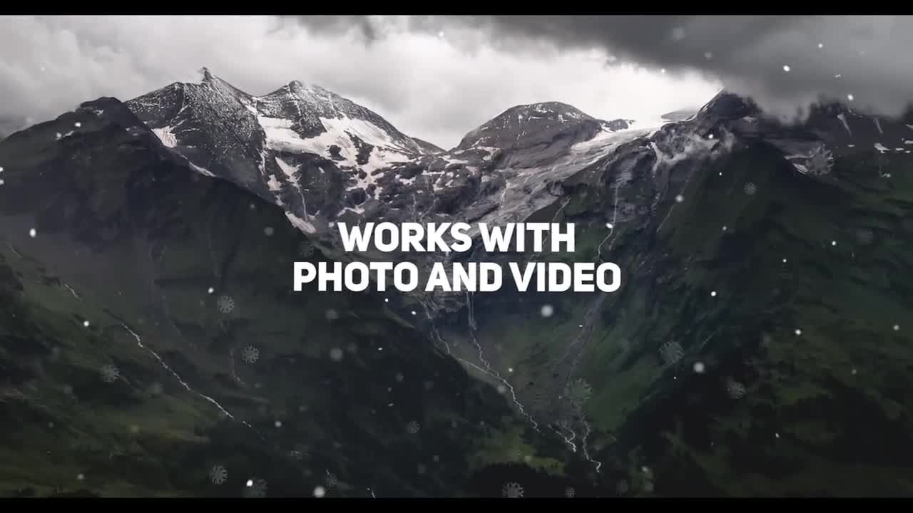 圣诞节雪花活动雪花过渡效果PR模板
