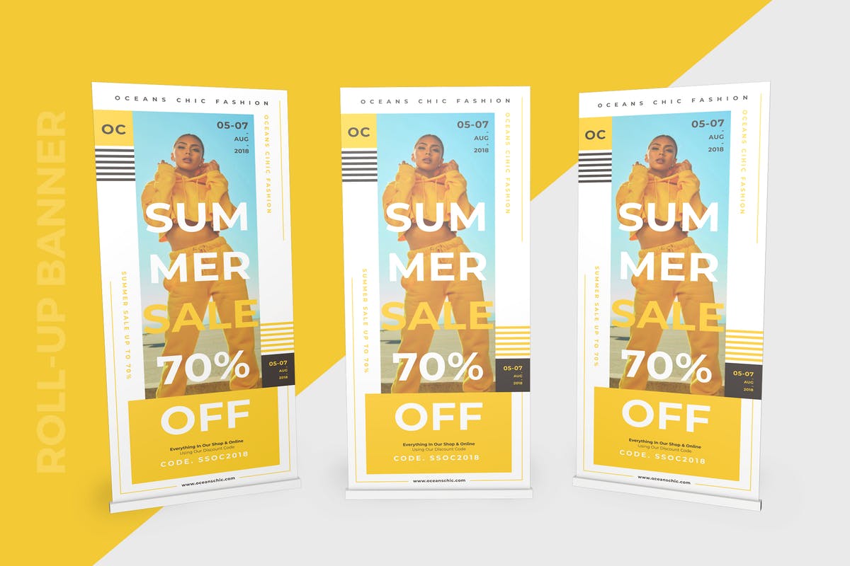 时尚行业易拉宝促销广告模板 Roll-up Banner Fashion插图