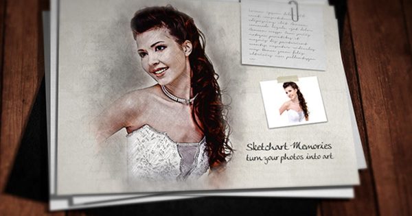 素描艺术效果电子相册视频素材库精选AE模板 Sketch Art Memories