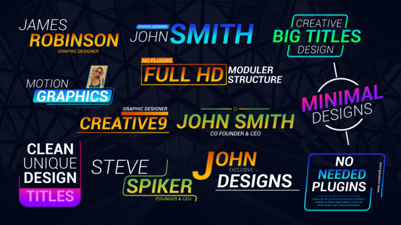 12个平滑和动态动画的全屏标题动画素材库精选AE模板