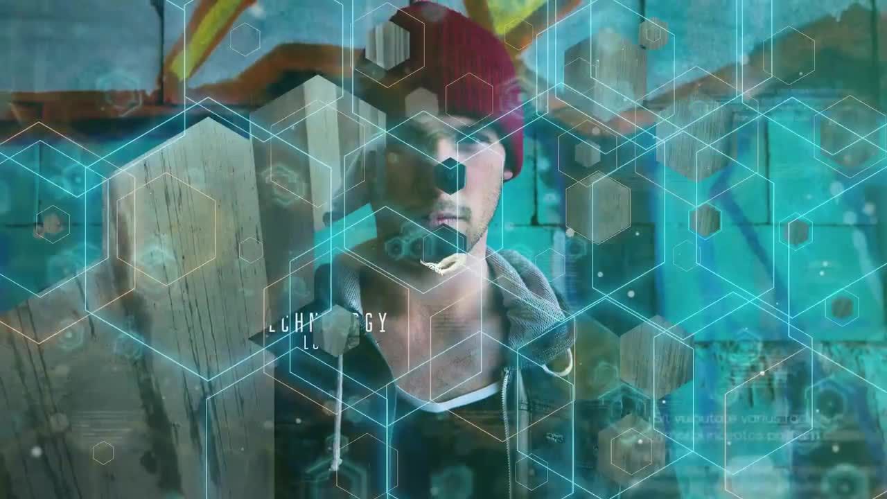 现代六角形空间感视差图片开场素材库推荐PR模板