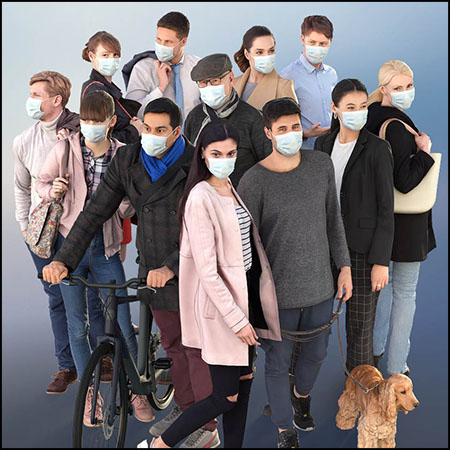 12款戴口罩的男人和女人素材之家精选3D模型