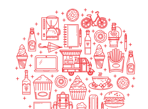 餐饮卡车相关图标套装打包下载[Ai]