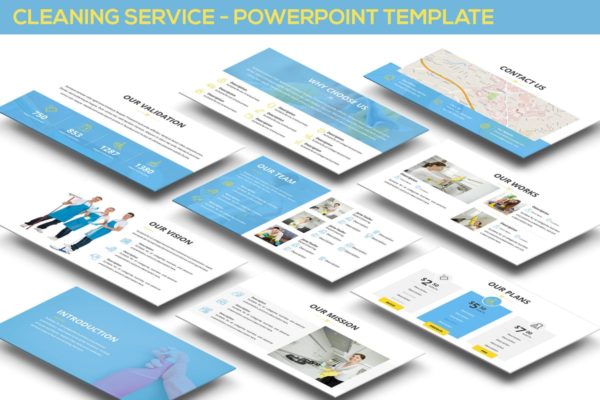 上门保洁服务方案PPT幻灯片模板 Cleaning Service – Powerpoint Template