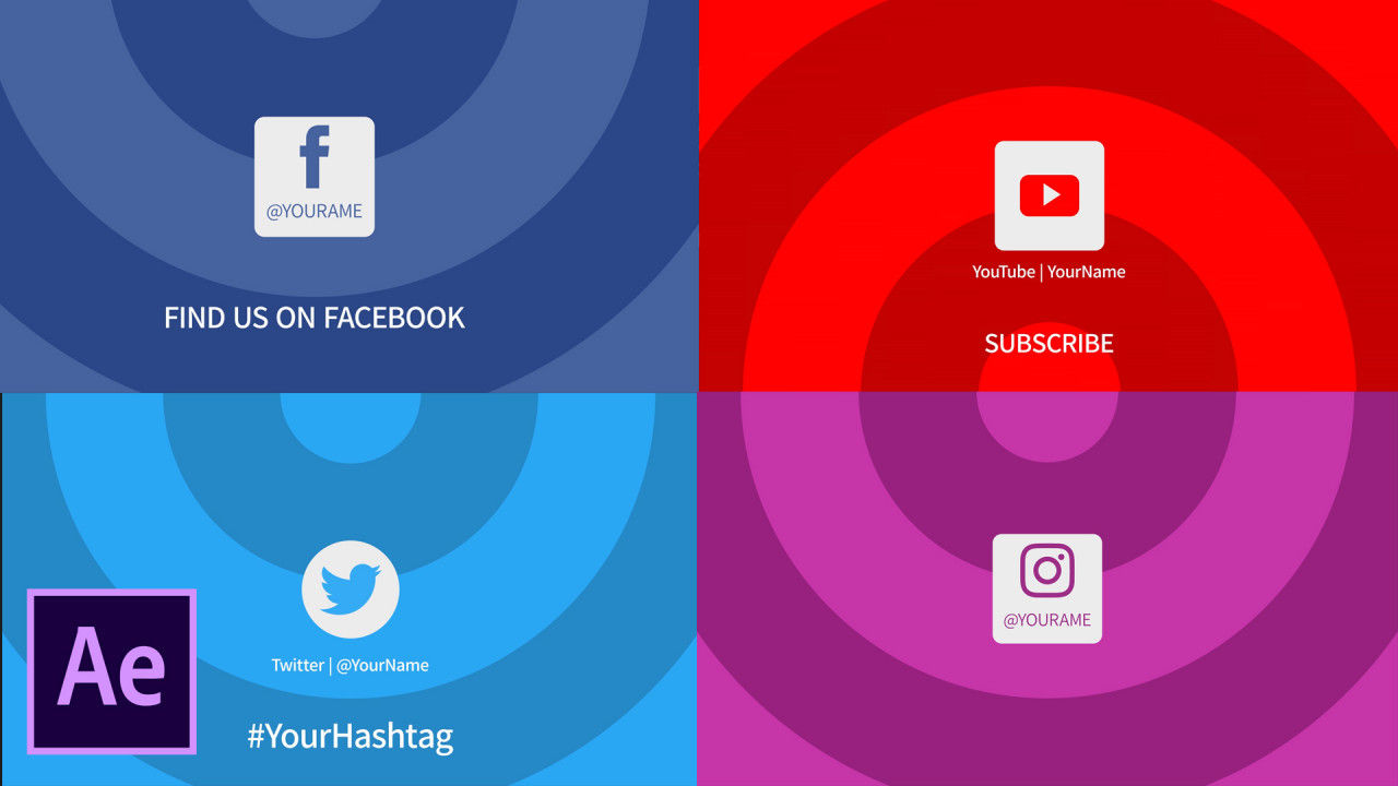 过渡与社交媒体图标素材库精选AE模板