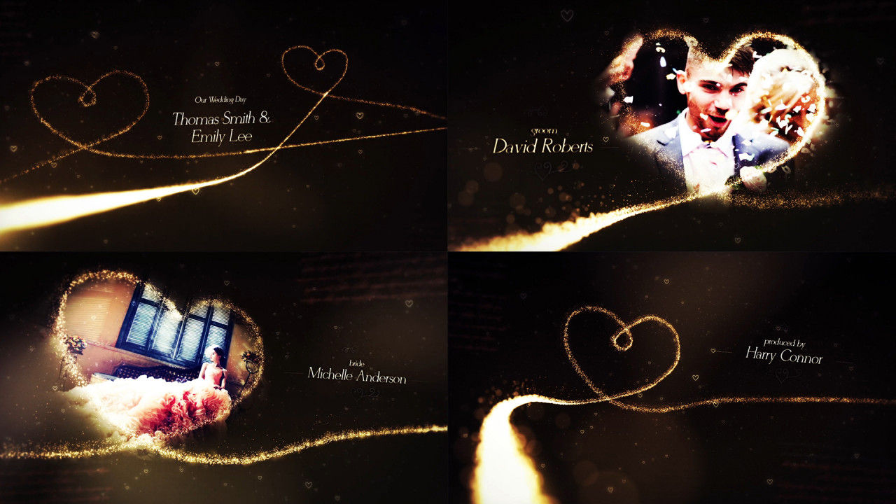 爱心浪漫婚礼标题动画PR模板