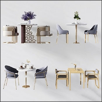 4款休闲餐桌和餐椅素材之家精选3D模型