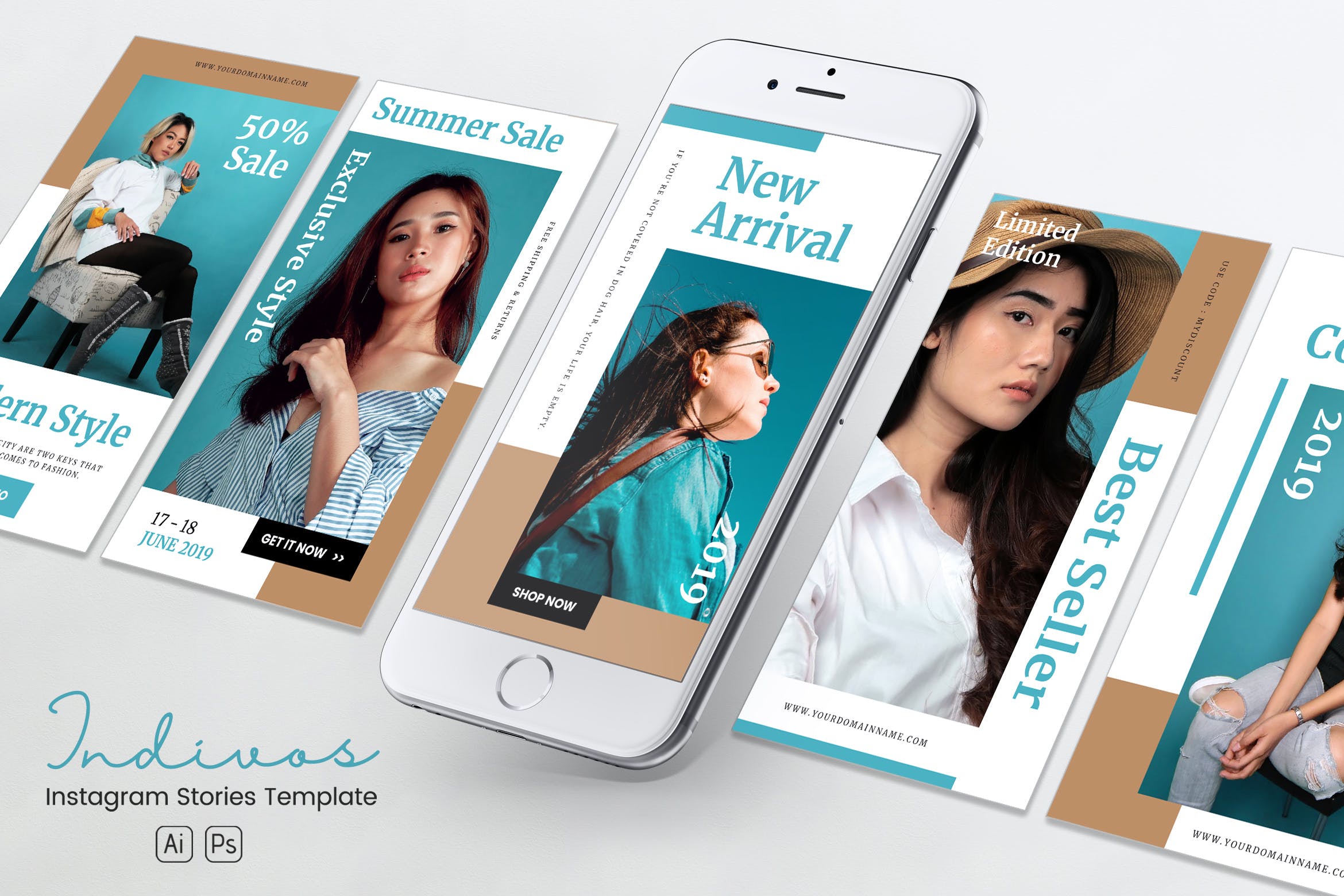 优雅别致时尚Instagram社交品牌故事PSD&AI模板素材库精选 Elegant Chic Fashion Instagram Stories PSD & AI插图