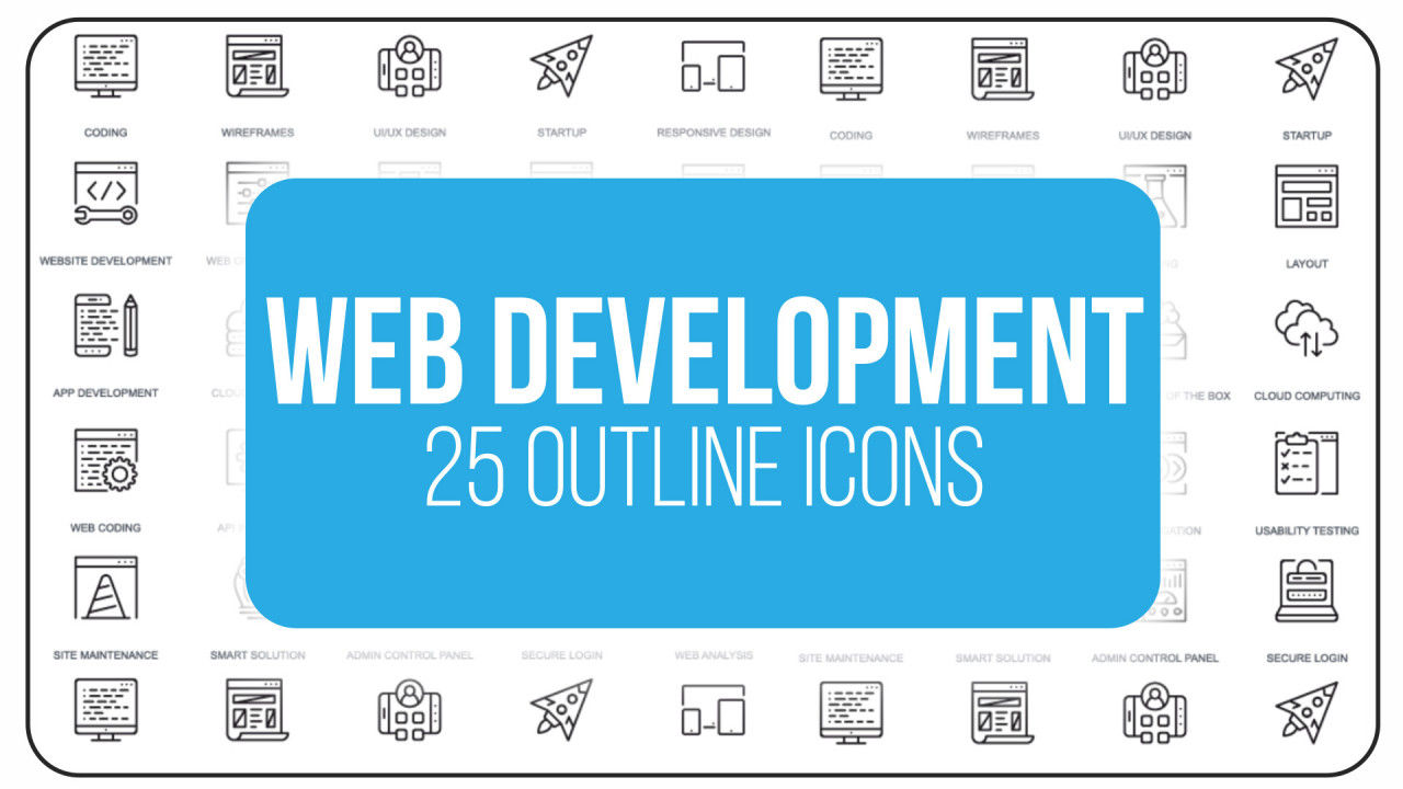 25个超现代创意干净的Web开发大纲图标素材库精选AE模板