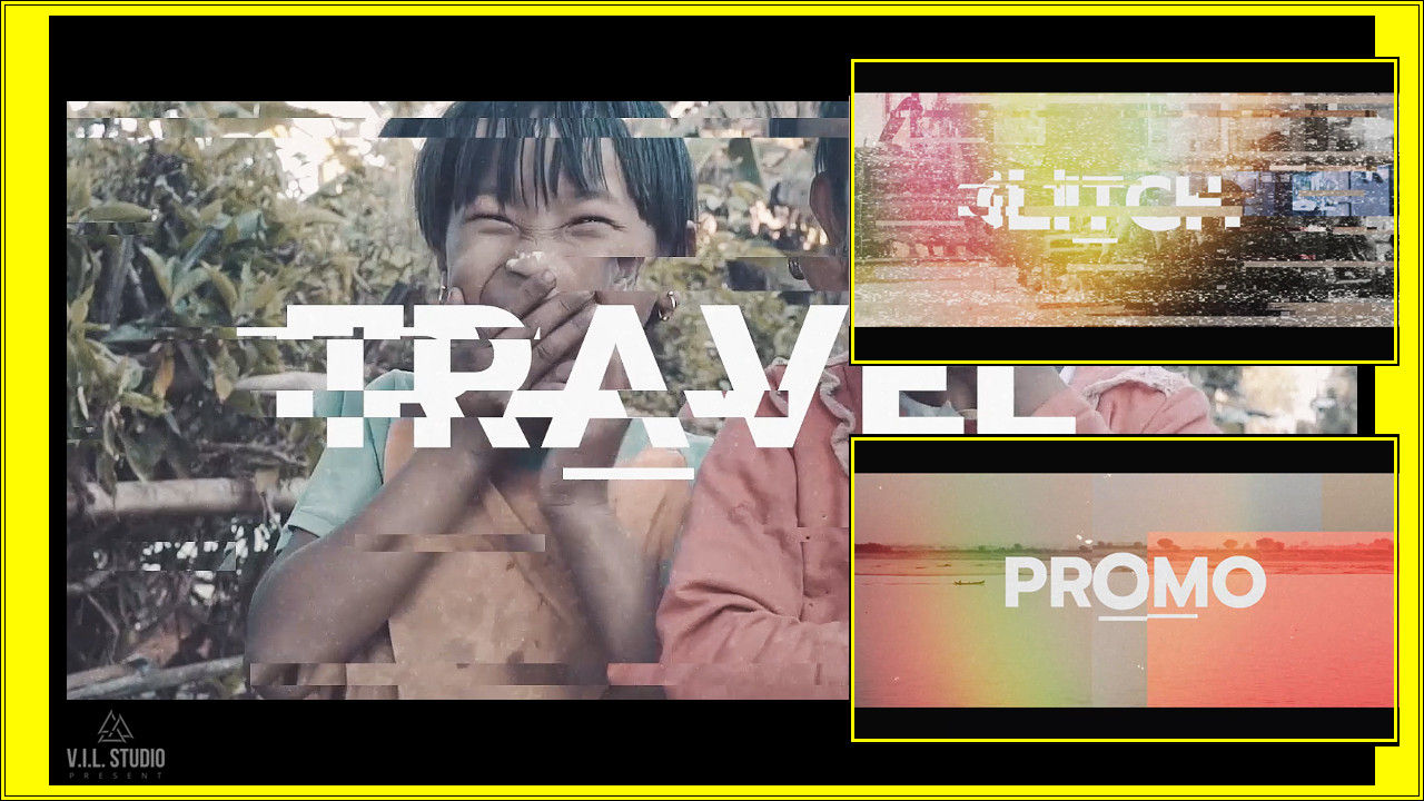 炫酷故障动画旅游宣传片头素材库精选pr模板