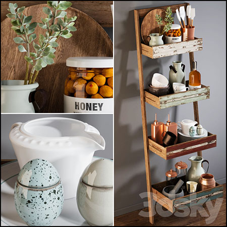 厨房置物架和厨房摆件装饰品素材之家精选3D模型