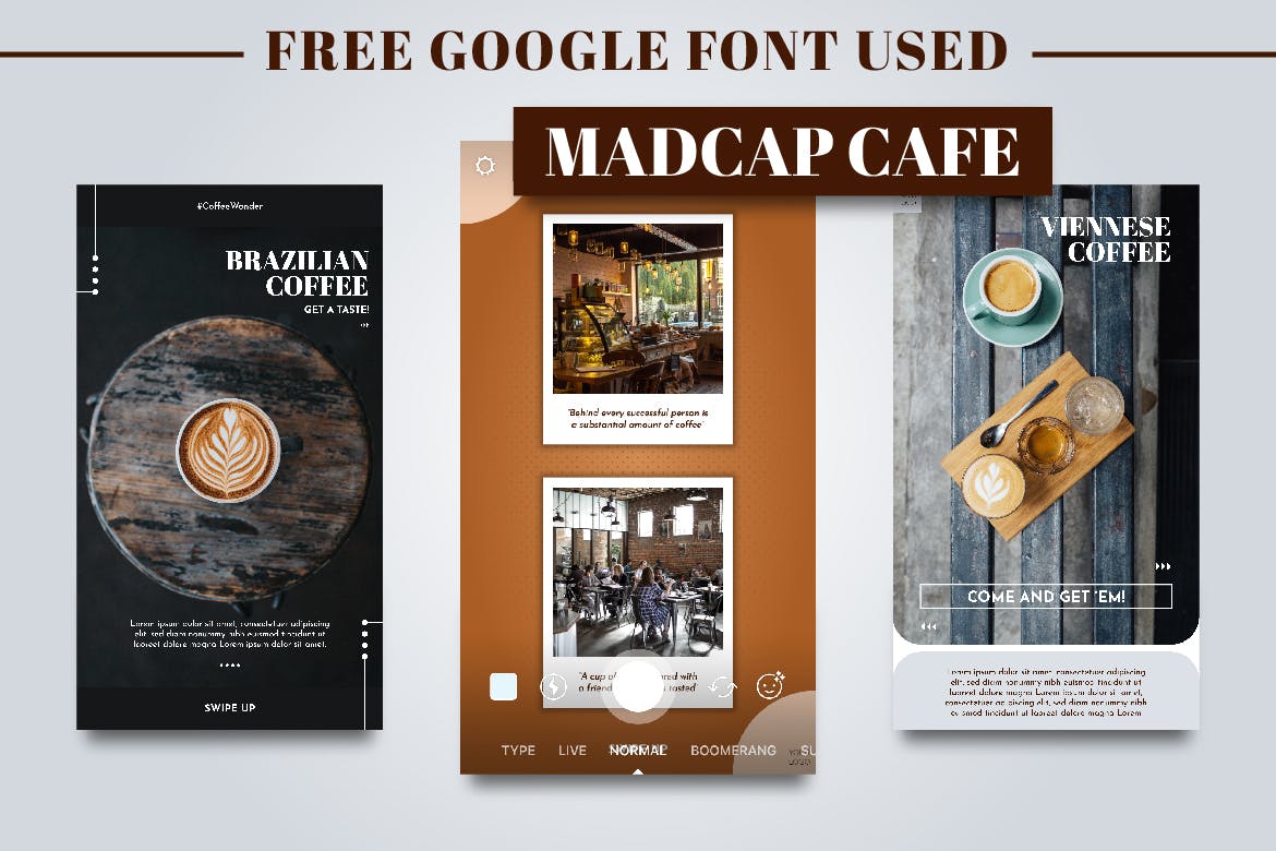 咖啡品牌故事Instagram推广设计模板素材库精选素材 CAFEZIO – Instagram Story Kit插图(1)