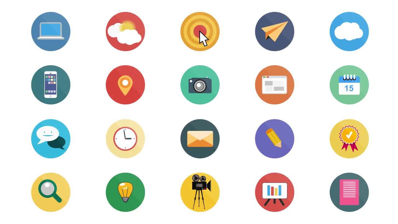 20个独特优雅的平面动画图标素材库精选AE模板