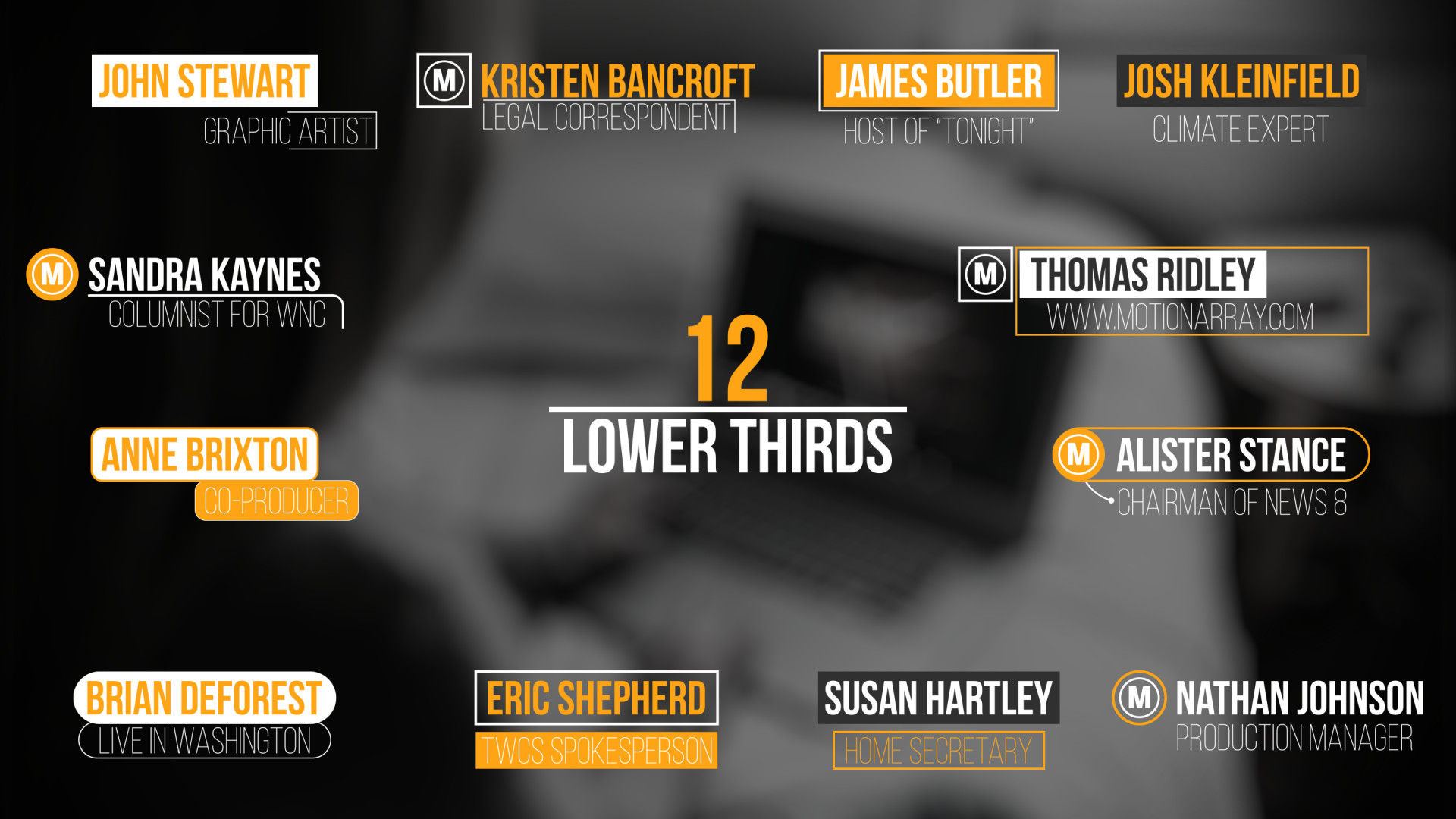 十二个设计时尚动画流畅的降低三分之二标题素材库精选AE模板