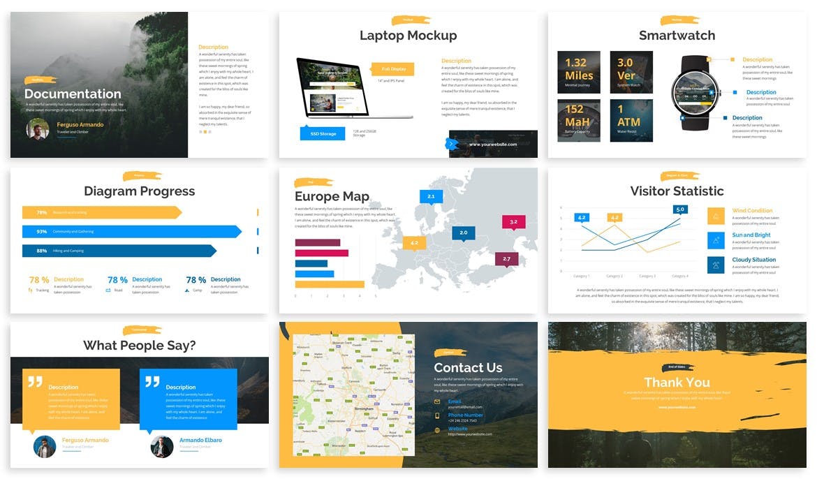 户外运动/冒险旅行导游服务公司PPT幻灯片模板 Alasera – Brush Powerpoint Template插图(3)