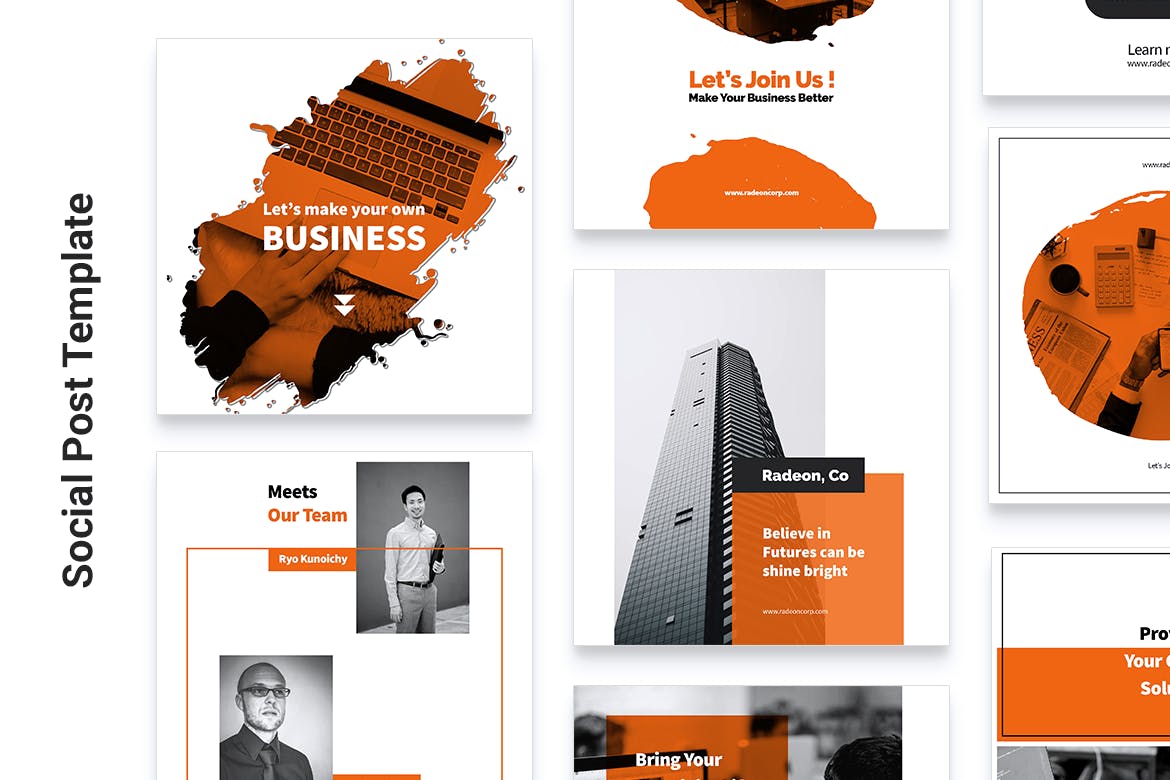 创意笔刷图形Instagram&Facebook社交贴图设计模板素材库精选 RADEON Creative Agency Instagram & Facebook Post插图(2)