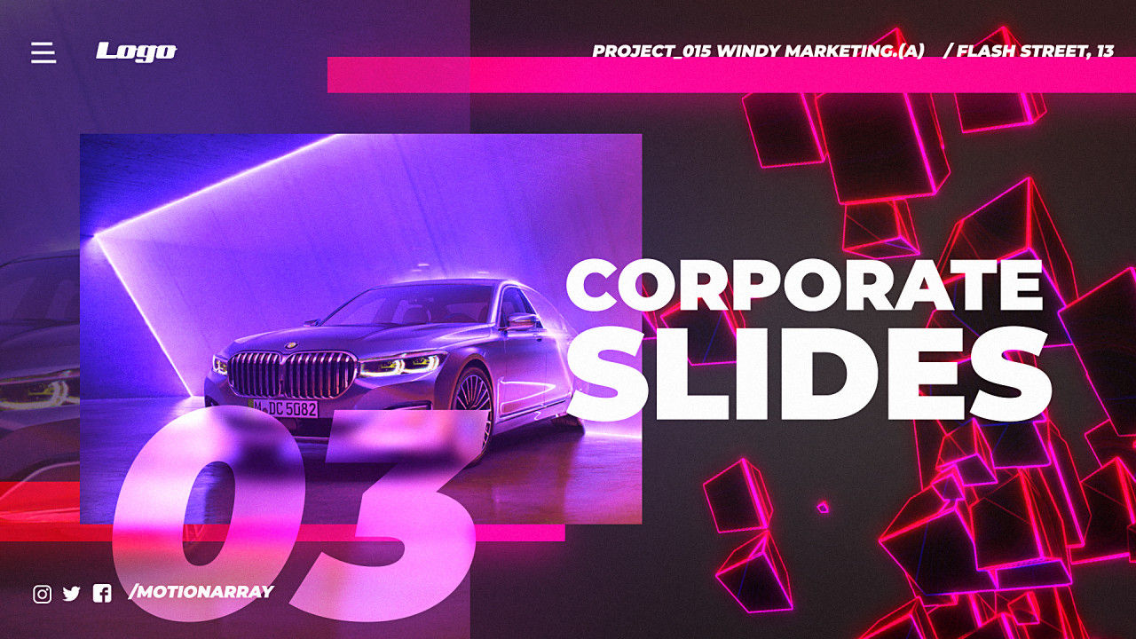 明亮动态的公司标题动画幻灯片素材库精选AE模板