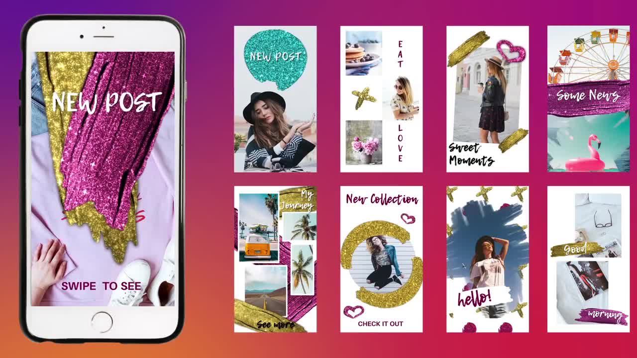 明亮的Instagram故事旅行照片素材库推荐PR模板