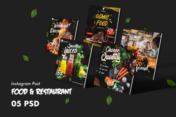 西式美食＆餐厅Facebook社交平台广告设计PSD模板素材库精选 Food &amp; Restaurants Facebook Post PSD Template