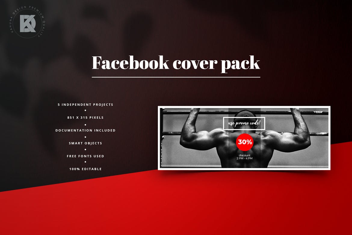 健身运动品牌Facebook封面设计模板素材库精选 Fitness & Gym Facebook Cover Pack插图(4)