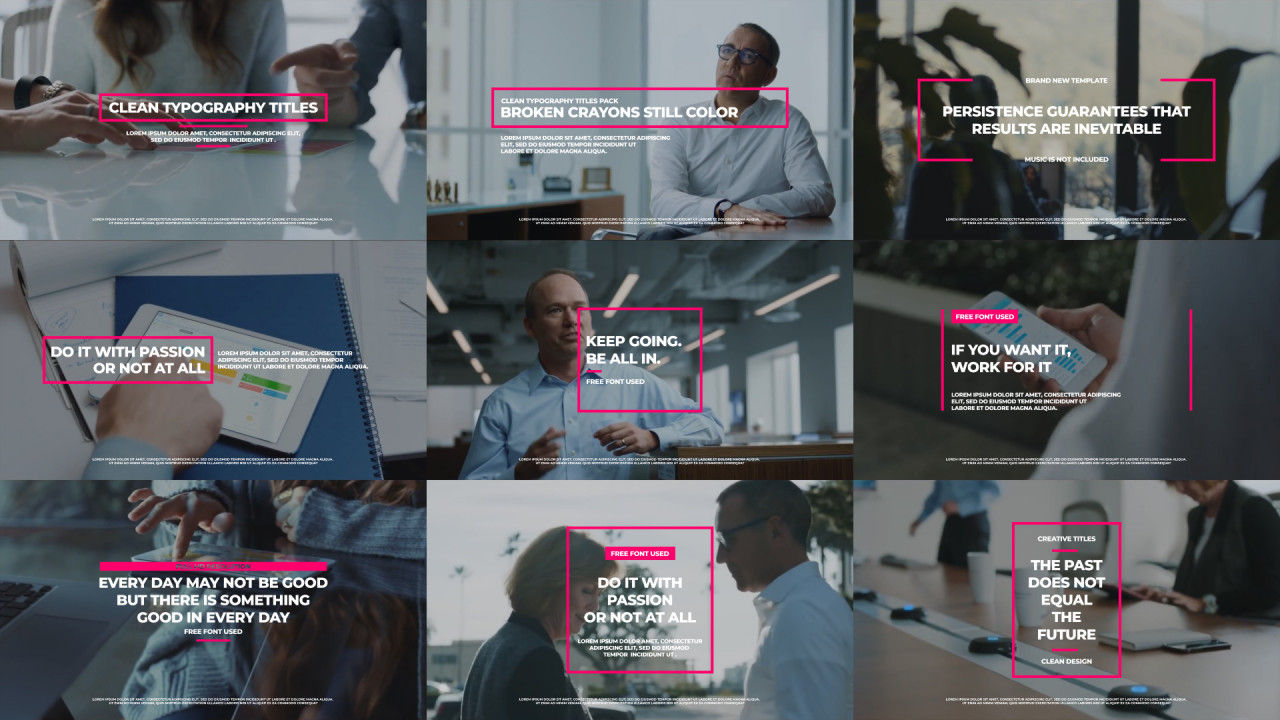 9个干净的动画排版标题素材库精选AE模板