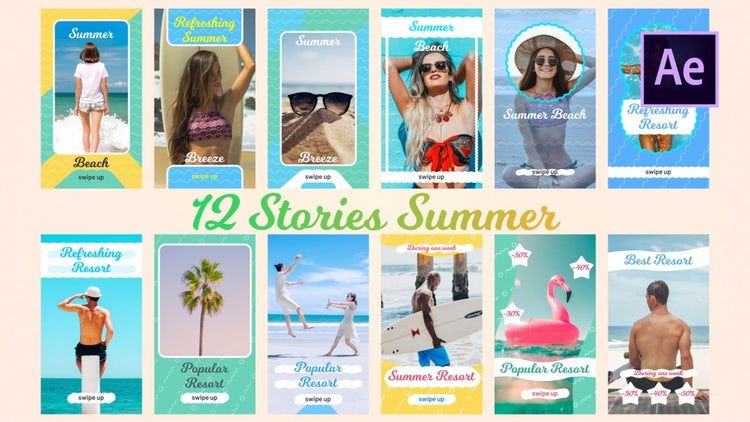12个夏天的故事素材库精选AE模板