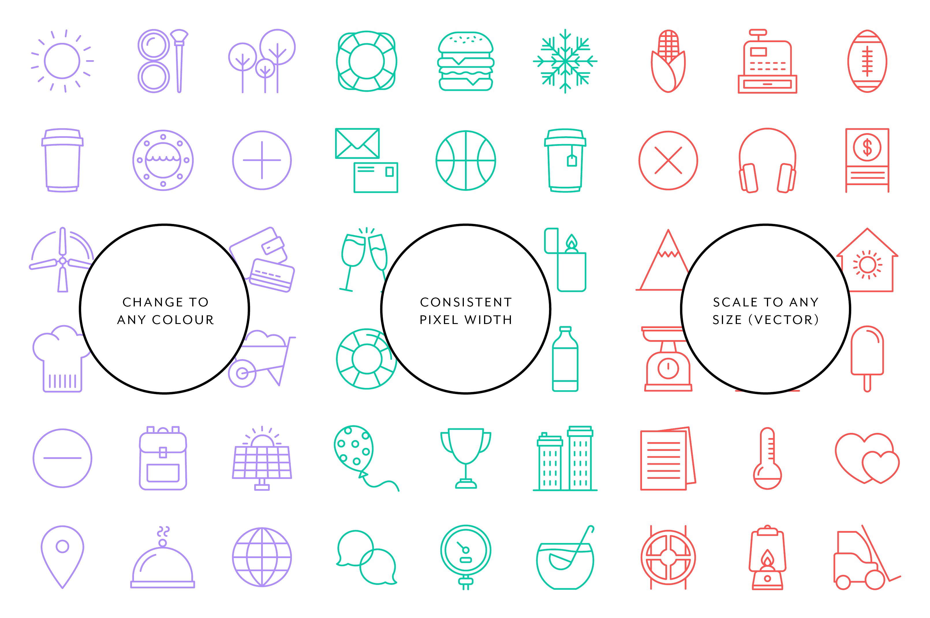 多格式杂项线框图标 Line Icons – Miscellaneous Icons插图(2)