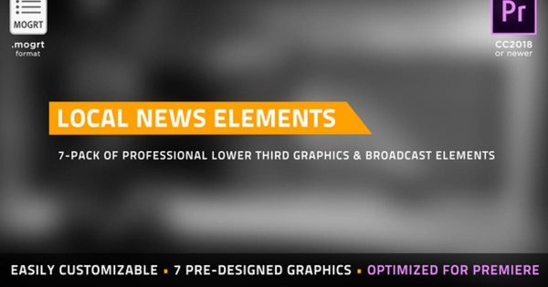 新闻直播现场新闻直播间元素素材库精选PR模板 Local News Elements | MOGRT for Premiere Pro