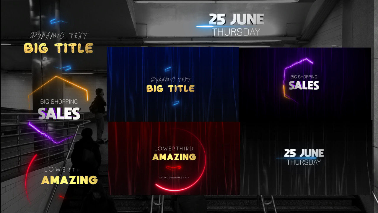 3D霓虹灯大标题素材库精选AE模板