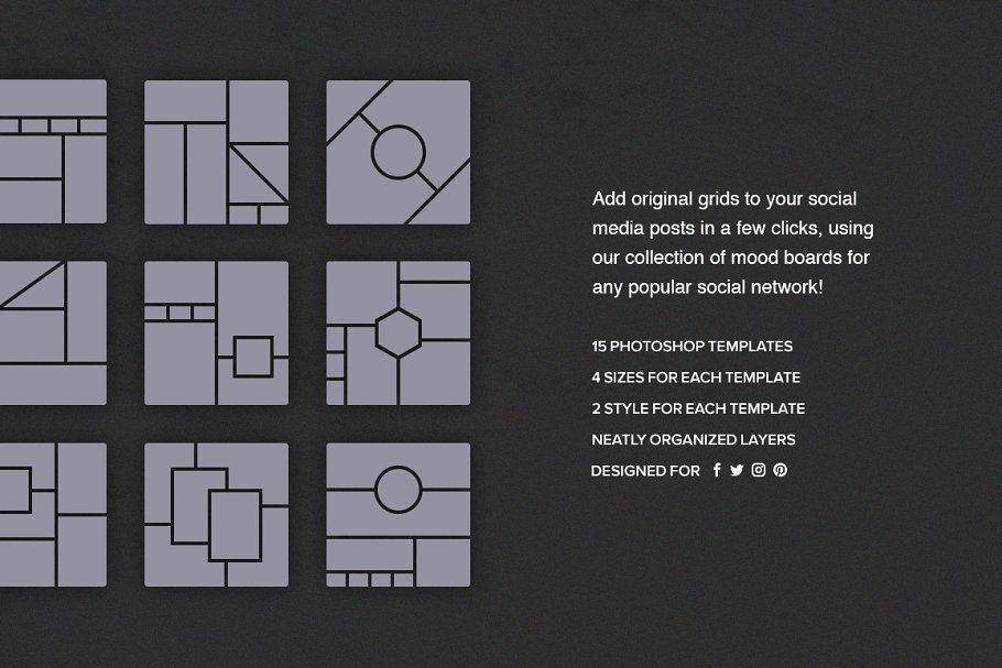 拼图风格社交媒体插图模板素材库精选 Mood Boards Social Media Collection插图(1)