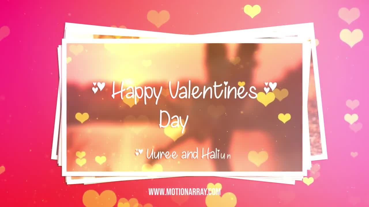 动态散落心形浪漫照片幻灯片展示素材库精选AE模板