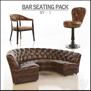 皮质酒吧沙发椅扶手椅半圆形皮质沙发素材之家精选3D模型