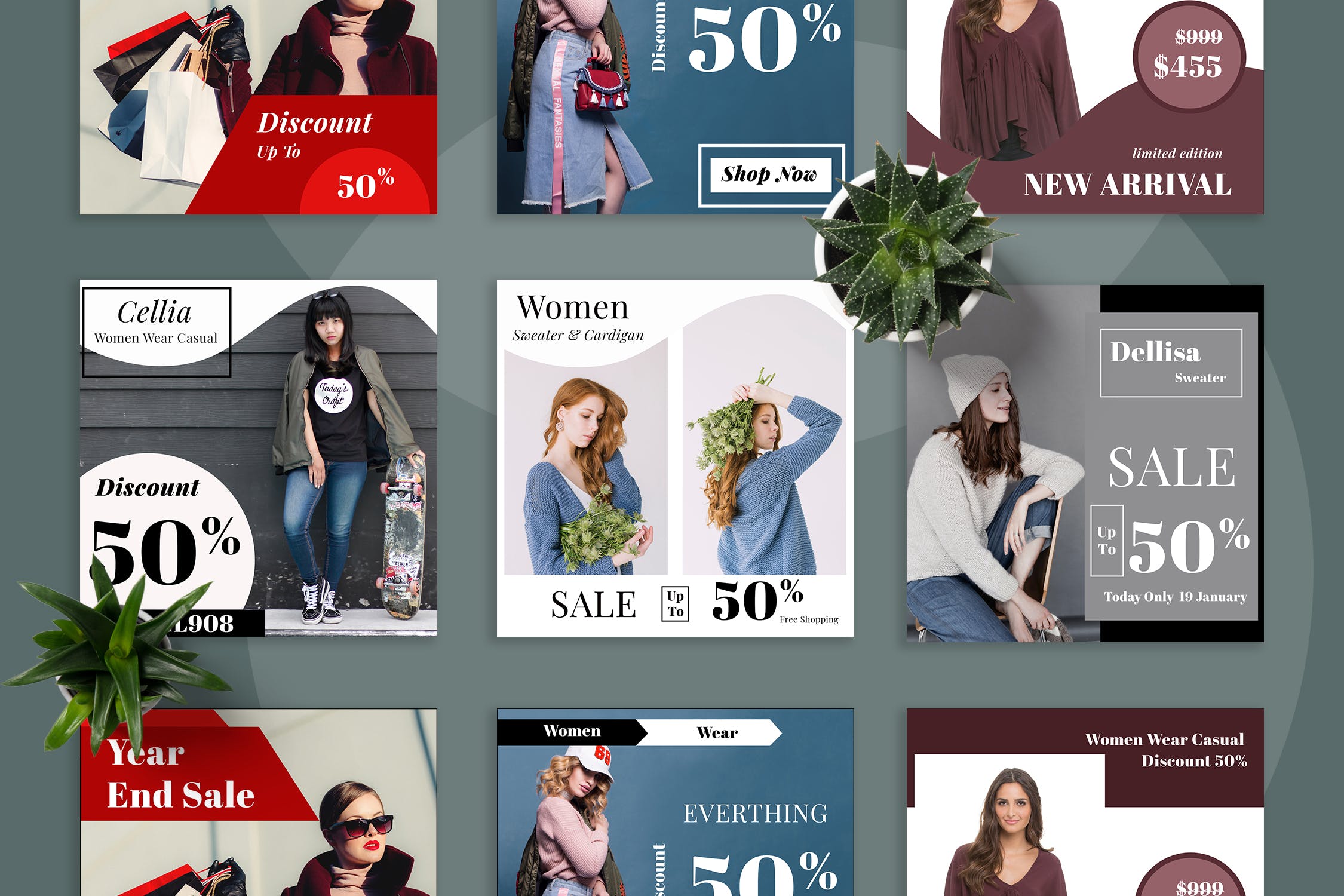 时尚产品促销社交推广设计素材包 Fashion Promo Social Media Kit插图