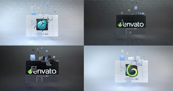 3D立方体骰子拼合logo演示素材库精选AE模板 Corporate Cubes Logo Reveal