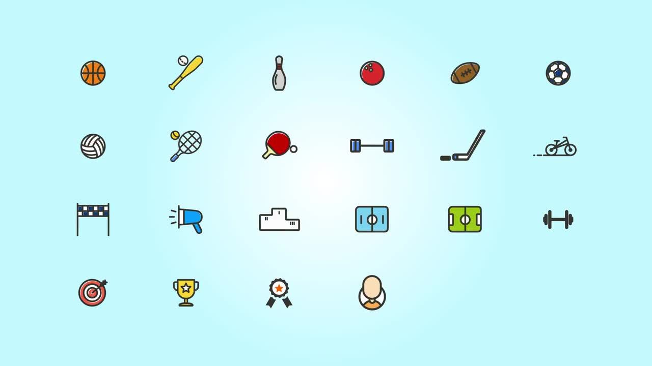 体育运动项目动画图标展示素材库精选AE模板