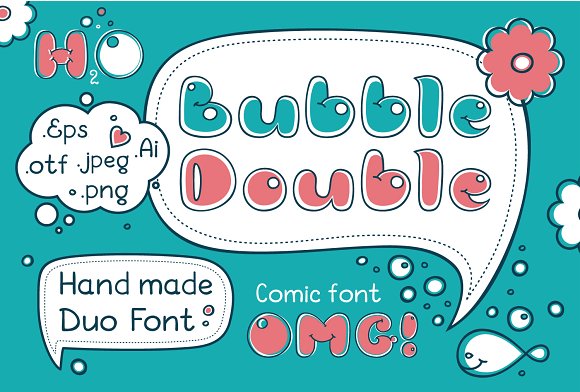 Bubble Double Duo font. Comic素材之家精选英文字体